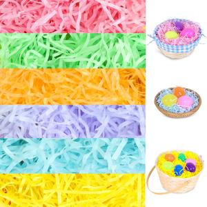 Easter Grass Basket Filler 6 Colors 25.4 OZ (720 Grams) Gift Wrap Filler Paper Boxes Basket Stuffers, Recyclable Raffia Shred Paper for DIY Easter Egg Hunt Decor Birthday Party Favors Classroom Decor