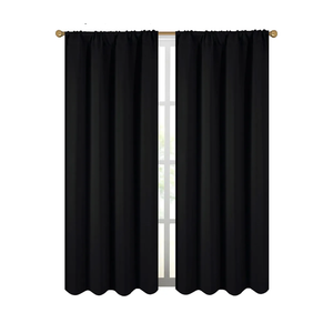 Diraysid Black Blackout Curtains for Bedroom and Living Room Thermal Insulated Room Darkening Curtains Drapes, 52 x 84, 2 Panels