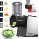 Electric Cheese Grater,300W DC Motor Salad Maker,Electric Slicer Shredder with 5 Different Shapes of Blades,Electric Vegetable Cutter for Potato,Carrot,Black