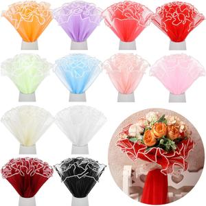 Gilprop 12 Pcs Flower Wrapping Mesh Paper, 11 Inch x 4 Yard Wavy Pearl Edge Wrinkled Flower Packaging Mesh, Florist Supplies for Teacher Mother's Day Gifts (Assorted Colors)