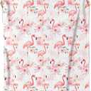 Cute Flamingo and Floral Throw Blanket,60x80in,Soft,Lightweight Flannel,Tropical Flower Blankets - Gifts for Kids Women Girls,for Couch Office Travel,Home Living Room Modern Summer Decor