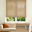 No Drill Cordless Bamboo Roman Shades, Light Filtering 31.5" W x 48" H, Brown