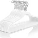 MIZGI Premium Velvet Hangers (60 Pack) Heavyduty - Non Slip Felt Hangers - Velvet Suit Hanger White - Chrome Hooks, Space Saving Clothes Hanger