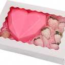 20-Pack Bakery Boxes with Window, 12" x 8" x 2.5", Large White Cookie Boxes, Auto-Popup Treat Boxes for Pies, Cakes, Muffins, Donuts and Pastries