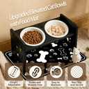 2026 New Elevated Cat Bowls with Food Mat, Adjustable Height & Angle Raised Cat & Dog Bowls Stand for Food and Water, Cat or Small Dog Feeding Station, 2 Ceramic Bowls for Cats and Puppy(Black Wood)