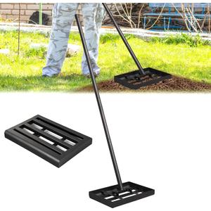 Lawn Leveling rake, 14.1"9.8" Heavy Duty Lawn Leveling Rake, 38.4 to 74.9 Inches Adjustable Handle, Lawn Leveling Tool, Landscape Rake for Farm, Garden, Golf Course