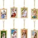 8 Pack Christmas Clear Hanging Photo Frame, 2x3 Inch Double-Sided Acrylic Small Photo Frame,Picture Frames Ornament for Family Photo, Christmas Tree, Xmas Party, Holiday Decoration(Gold)
