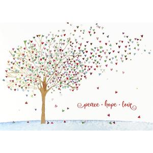 PETER PAUPER PRESS Festive Tree of Hearts Deluxe Boxed Holiday Cards (20 cards, 21 self-sealing envelopes)