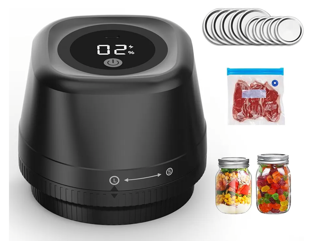 Upgraded Electric Mason Jar Vacuum Sealer, 3-in-1 Automatic Vacuum Sealer Kit for Canning with Wide and Regular Mouth Mason Lids, Portable Mason Jar Sealer for Vacuum Bag, Gifts for Mom