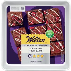 Wilton Aluminum 10x2 Inch Square Cake Pan, Made With Natural Anodized Aluminum, Made Without PFAS, Aluminum Pan Bakeware Optimal For Even Heating