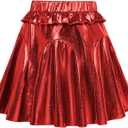 Girls Red Skirt High Waist A Line Sparkle Christmas Party Mini Skirt Size  2XL