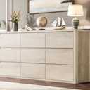 GarveeHome 9 Drawer Dresser for Bedroom, Wide Modern Chest of Drawers, Large Wood Dresser Wooden Storage Organizer for Living Room, Hallway Entryway (Oak)