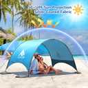 2026 Upgraded Beach Umbrella Canopy with UPF 50+ UV Protection Portable Beach Tent for Sun, 360 Ventilation, 4 Sandbags, Dual Pockets, Stakes & Ropes (90.5 * 59 * 53"+75 * 75" Sail)