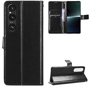 Kukoufey Compatible with Sony Xperia 1 V Leather Case, Flip Leather Wallet Cover Compatible with Sony Xperia 1 V 5G 2023 XQDQ62/ B XQ-DQ72 XQ-DQ44 Case Black
