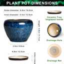 6 Inch Plant Pot - Ceramic Pots for Plants with Drainage Hole and Saucer, Round Succulent Planter Indoor Outdoor, Modern Flower Pot for Snake Plants, Home Decor, Gifts for Plant Lover, Blue