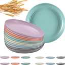 HEYCOME 12 Pcs Unbreakable Deep Dinner Plates Set, 9 inch Reusable Plastic Wheat Straw Plates, Microwave and Dishwasher Safe Plate for Kitchen, Lightweight Plate for Dessert, BPA Free, 6 Colors