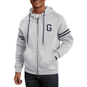 Men's Sports Jacket Thermal Fleece-Lined Midweight Casual Zip Up Hoodies (S-XXL) (Gray, XL)