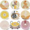 UPINS 8Pcs Boho Diamond Art Painting Coasters for Drinks DIY Coaster Diamond Art Kits for Adults Kids Beginners Diamond Art Craft Supplies (Boho)