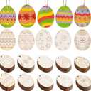 Yookat 200 Pieces Easter Egg Wooden Cutout Unfinished Wood Easter Egg Ornaments Egg Wood DIY Crafts Cutouts Easter Egg Unfinished Wood Slices for Painting Crafts and Easter Decorations