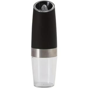 Electric Pepper and Salt Grinder Set, Adjustable Coarseness, Battery Powered with LED Light, One Hand Automatic Operation, Stainless Steel (Black)