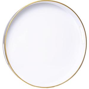 Spsyrine Round White Decorative Tray, 13" Plastic Serving Table Tray with Handles for Breakfast, Round Modern Ottoman Tray for Coffee Table, Bathroom, Kitchen, Living Room