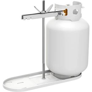 RVGUARD RV Dual Propane Tank Mounting Rack for 30lbs Tanks, White, Dual RV Propane Tank Cylinder Rack for Travel Trailer Hitch Frame
