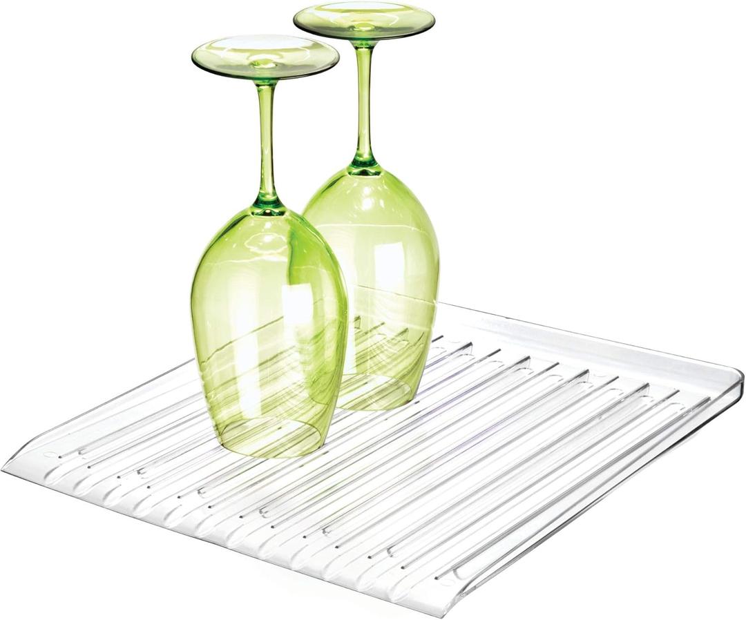 iDesign Forma BPA-Free Plastic Dish Drainer - 12" x 14.25" x 1.5", Clear (Set of 1, Drainboard)