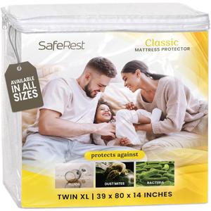 SafeRest Waterproof Mattress Protector Twin XL Size  Absorbent Breathable Soft Fitted Bed Cover with 18" Deep Stretchable Pockets  Machine Washable Twin XL Mattress Cover