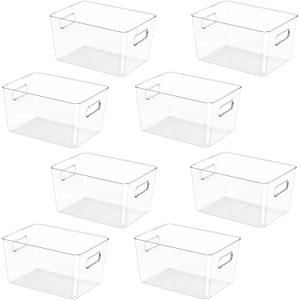 BALEINE Clear Plastic Storage Bins, Pantry Organization, BPA Free Stackable Refrigerator Organizers and Storage with Handles for Kitchen Fridge Cabinet Bathroom (8PK, 9.5x5.5x4.5)