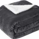 SOCHOW Sherpa Fleece Throw Blanket, Reversible Super Soft Luxurious Plush Blanket Twin Size, Dark Grey (60"80")