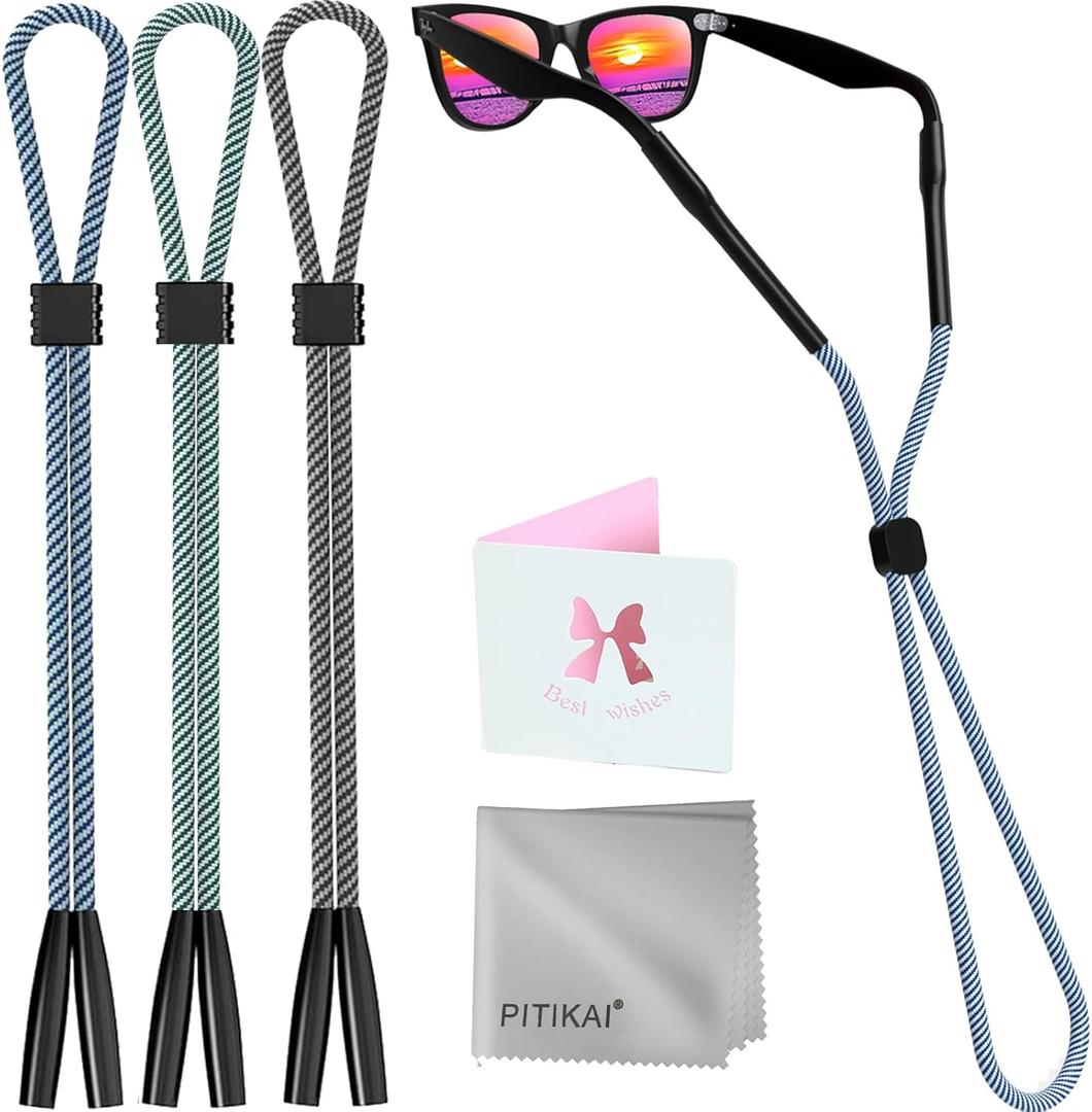 2 x 3 Pack Eye Glasses Strap Sunglasses Eyeglasses Holder for Men Women Kid Eyewear Rope String Keeper Lanyard Retainer (Black & Blue & Green)