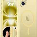 zapica Magnetic for iPhone 16 Plus Case, Upgraded [Camera Control Button] [Full Camera Protection] [with 1 Screen Protector] Translucent Matte Shockproof Protective Phone Cover, Yellow