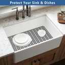 AWOKE Large Silicone Sink Protectors for Kitchen Sink, 30" x 16" Center Drain Hole, Sink Mat for Bottom of Farmhouse Kitchen Stainless Steel Sinks, Raised Feet/Heat Resistant/Non-slip (Gray)