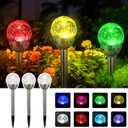 SOLPEX Solar Garden Lights Outdoor, 3 Pack Multi-Color Changing&White 2 Modes Solar Powered Glass Ball Garden Lights Waterproof for Patio Decoration