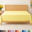 Twin XL Size Flat Sheet - Hotel Quality Top Flat Bed Sheet Only - Ultra-Soft, Breathable & Cooling - Fade & Wrinkle Free - Easy-Care, Stain & Shrink Resistant Bedding - Easy-Fit & Oeko-Tex - Yellow