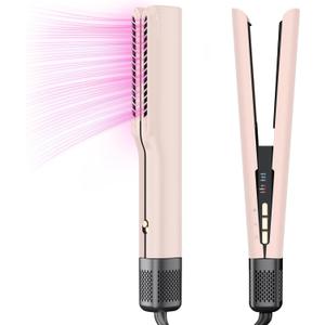 IG INGLAM Air Straight, Style from Wet Hair, 200M Ionic Hair Dryer Straightener for Medium Long Hair(14-30), Straightener and Dryer 2 in 1, Fast Drying and Hair Straightening in One Step, Pink