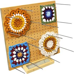 LIVSMON 11.8" Blocking Board with 20 Steel Pins, Handcrafted Knitting Blocking Mat for Knitting and Granny Squares, Crochet Gifts for Crocheters