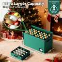 Christmas Ornament Storage Box, Ornament Organizer Storage box with Lids and Adjustable Dividers, Store Up to 128-3" Ornaments, Large Holiday Decor Storage Container with 8 Stackable Trays, Green