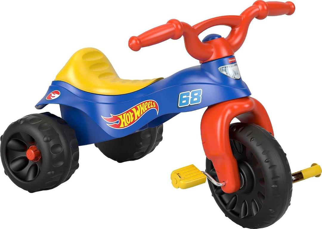 Fisher-Price Toddler Tricycle Hot Wheels Tough Trike, Toy Bike with Handlebar Grips & Storage for Outdoor Play Kids Ages 2+ Years, Large (Blue)
