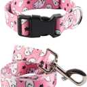 Impoosy2PCS Dog Halloween Collar with Pet Ghost Leash Set Cat Gift Adjustable Dog Cute Collars for Small Medium Large Pets Dogs Cats (X-Lrge, Pink) (XL (19"-26"))