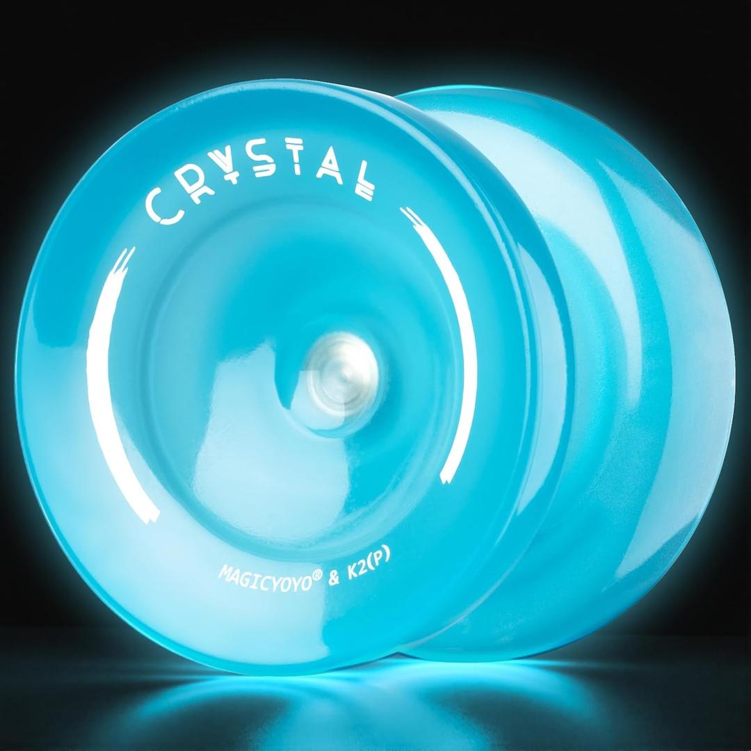 MAGICYOYO K2 Responsive Yoyo Glow in The Dark, Professional Yoyo for Kids 8-12 and Unresponsive Yo yos for Adults, Plastic Yo-yo with Finger Spin Function + 12 Yo yo Strings + Accessory kit-Blue