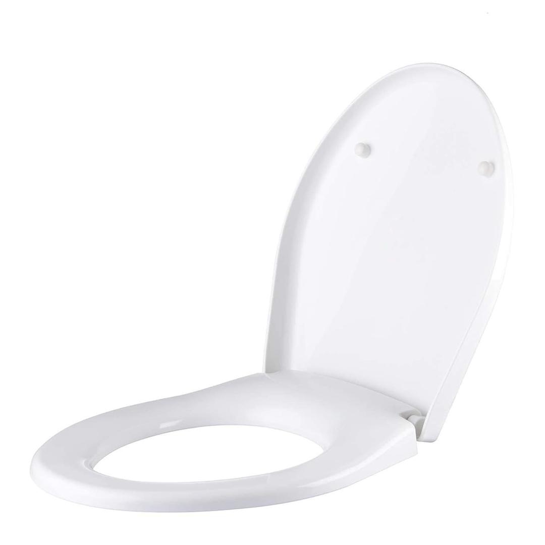 Toilet Seat Slow Close Oval Shaped in White Toilet Seat for Bathroom High Gloss Finish, Comfort Seating Easy Hygiene Maintenance Seat Closes