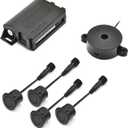 Promata PS02 Car Rear Parking Sensor Kit with Buzzer,4 58KHz OE Standard Sensors,Auto Tow-Bar Recognition and Self Test Function,Detection Range(0~59 inch)