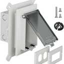 Recessed Outlet Box, DBVS1C-1 Low Profile Electrical Outlet Boxes, Wall Plate Kit for New Vinyl Siding, Enclosed Weatherproof Pack with Duplex & Decorator Style Covers, 1-Gang, Vertical, Clear