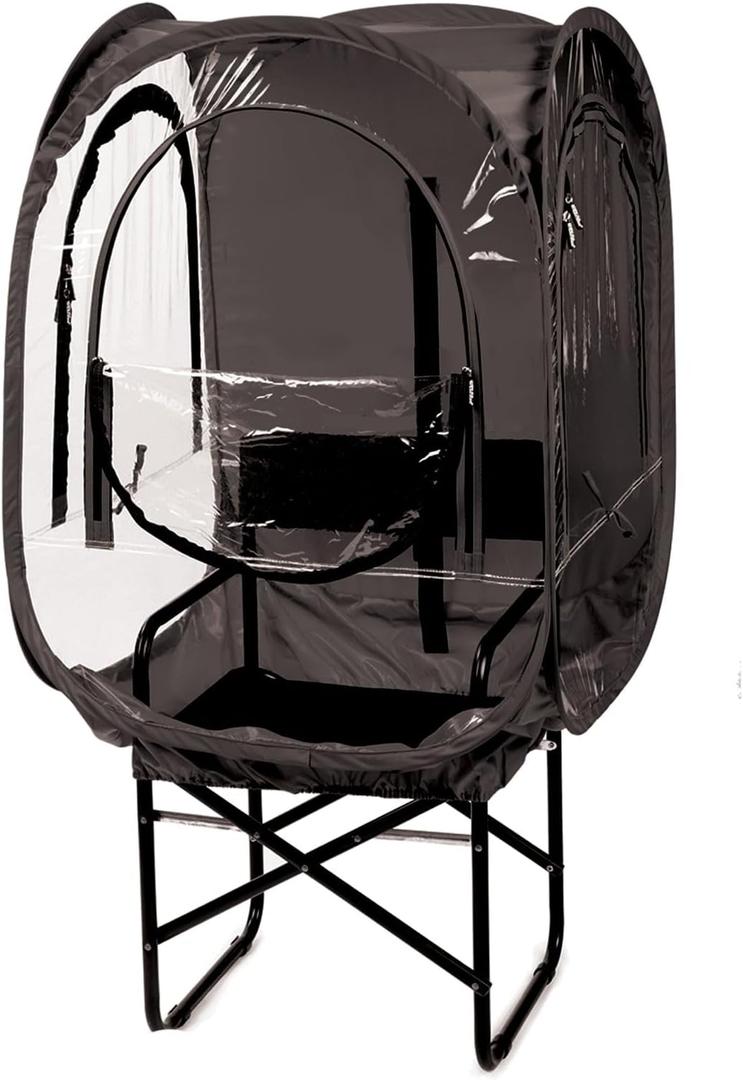 WeatherPod The Original Shark Tank ChairPod Pop-Up Pod - 1 Person Wearable Pod for Wheelchairs, Folding Chairs, Camping Chairs - Offers Protection from the Wind, Rain, & Cold - Chair Tent for Sports (Black)
