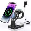 Wireless Mag-Safe Charging Station,CYFIBYNO 3 in 1 Wireless Charging Stand for iPhone 16/15/14/13/12/Pro/Max, Fast Wireless Charging Dock Stand for Apple Watch Series & Airpods