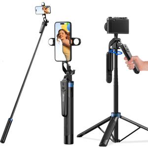 UBeesize 64'' Extendable Selfie Stick Tripod with Light & Remote, Adjustable Phone Tripod Stand for iPhone 17-11, Android, Camera, Travel Vlogging & Video Recording