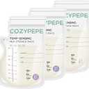 200 Pcs Breastmilk Storage Bags, 8oz Breast Milk Storing Bag with Pour Spout, Temperature-Sensing Color Change Milk Bag for Convenient Breastfeeding, No Leak Presterilized for Freezer