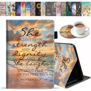 Case for Amazon Fire HD 10 & Fire HD 10 Plus Tablet (11th Generation, 2021 Release) - Premium PU Leather Cover with Auto Sleep Wake, Christian Quotes Bible Verse Proverbs 31:25