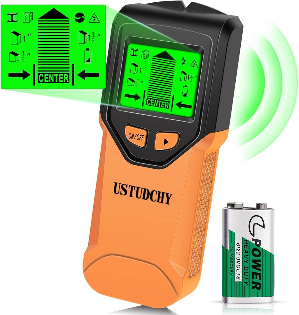 Stud Finder - 5 in 1 Electronic Stud Finder Wall Scanner, Stud Sensor with Digital LCD Display & Intelligent Smart Chip, Beam Finders Wall Detector for Wood AC Wire Metal Studs Joist (Orange)